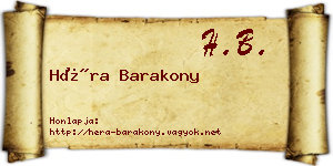 Héra Barakony névjegykártya
